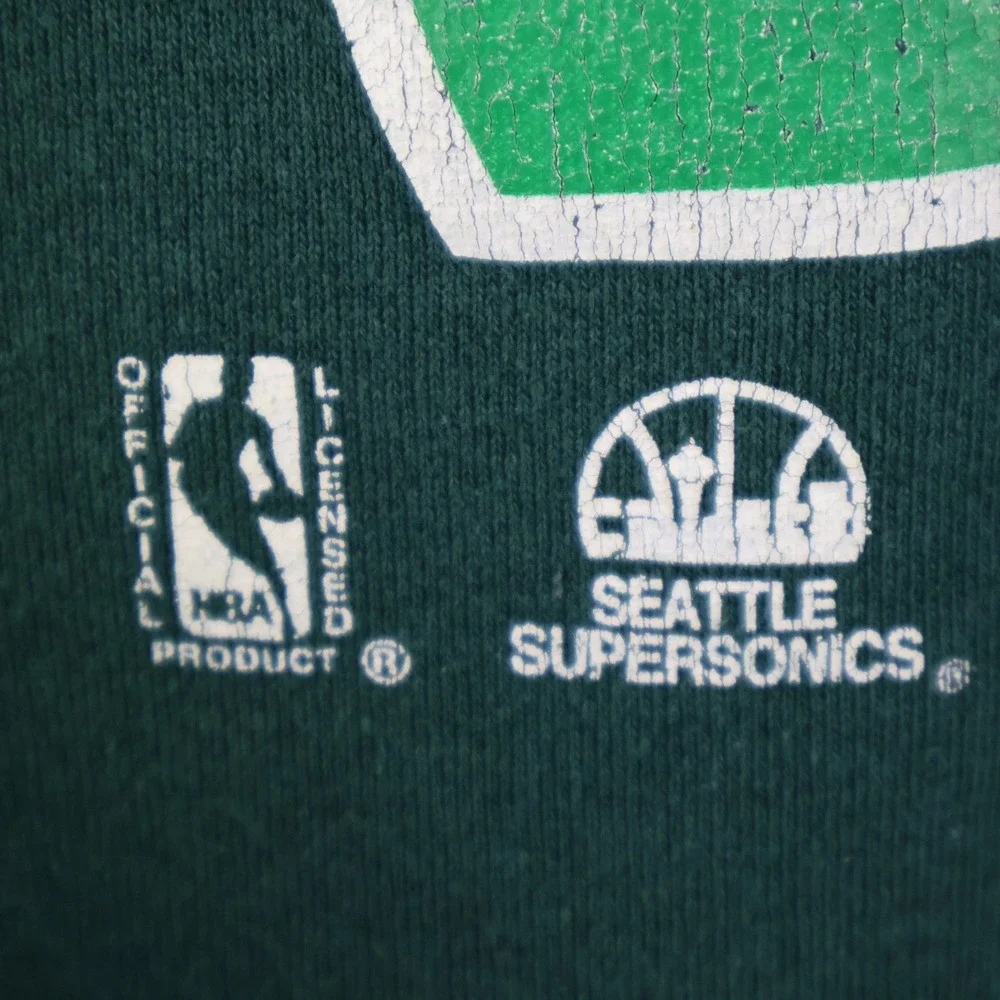 Vintage 90s Seattle SuperSonics Nutmeg Sweatshirt Size L NBA Basketball Green - Picture 3 of 11